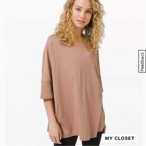 Lululemon slouchy T-shirt.  Color is soft sand.